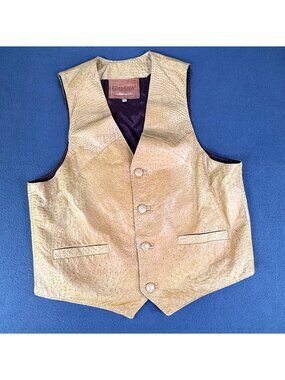 VTG Chevalier Custom Ostrich Weatern Dress Silk Lined Mens Size 42 Country Vest